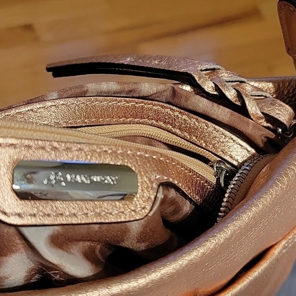 Tan Crossbody Bag with Geometric Front Flap - Picture 6 of 7